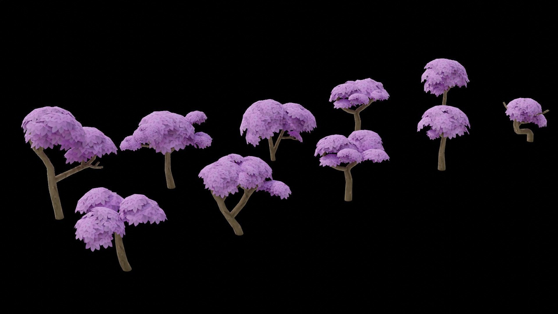 10 Stylized low poly trees Low-poly 3D model_6
