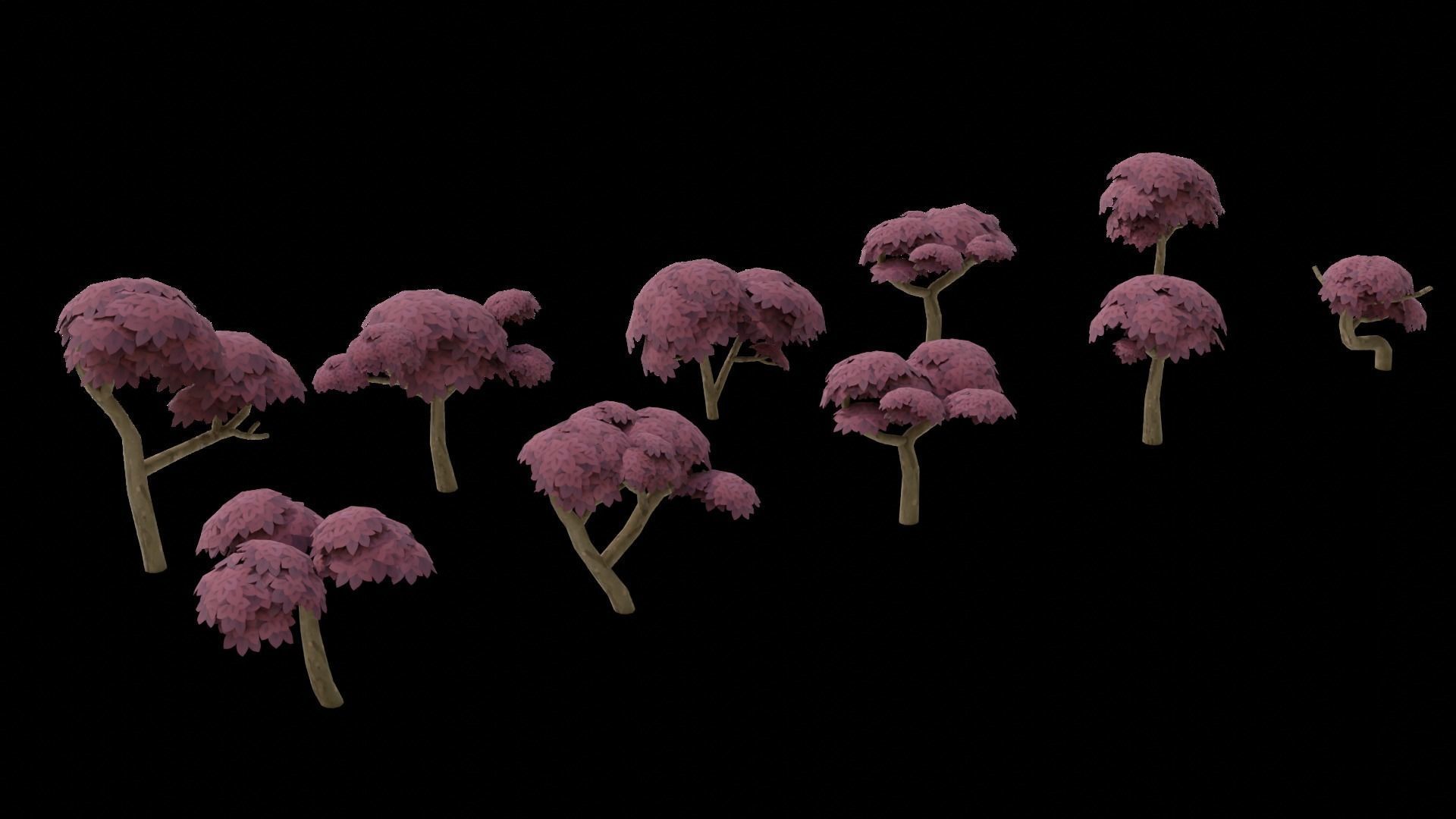 10 Stylized low poly trees Low-poly 3D model_3