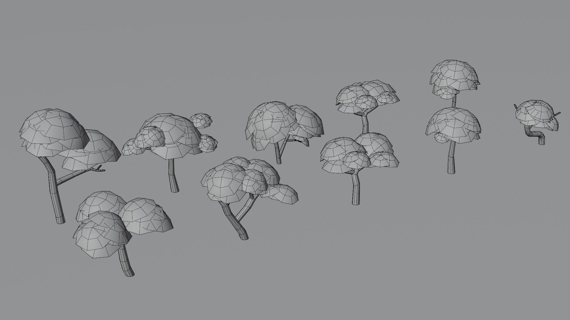 10 Stylized low poly trees Low-poly 3D model_1