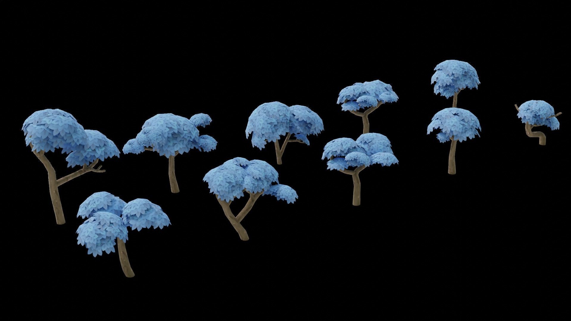10 Stylized low poly trees Low-poly 3D model_2