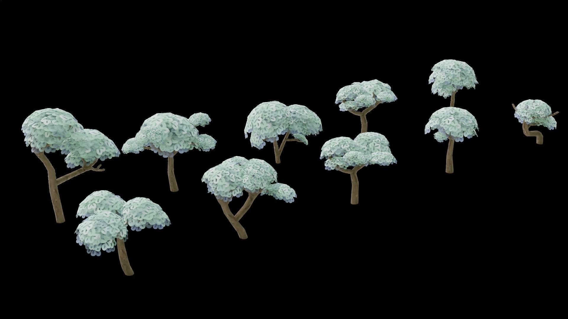 10 Stylized low poly trees Low-poly 3D model_4