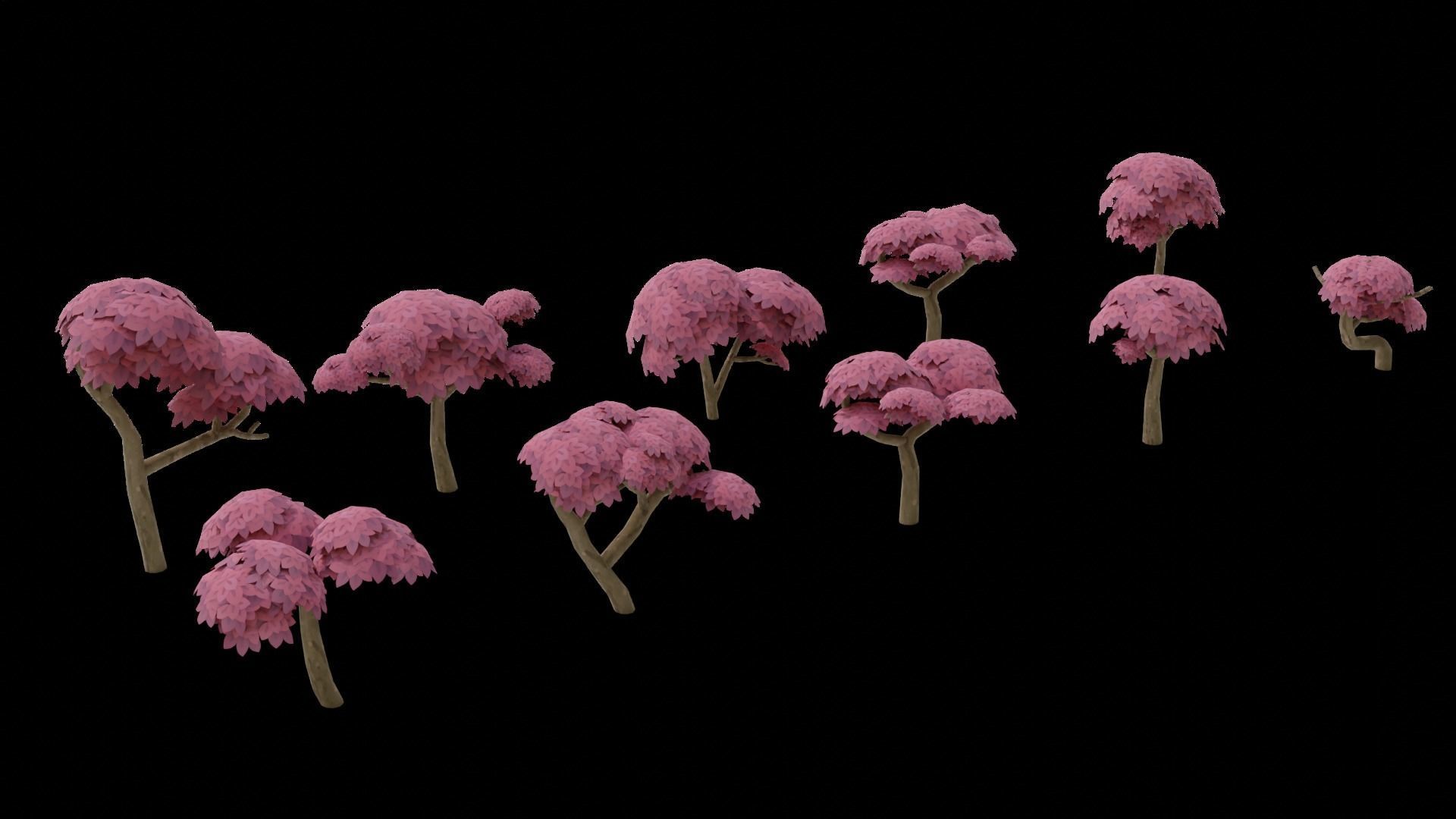 10 Stylized low poly trees Low-poly 3D model_8