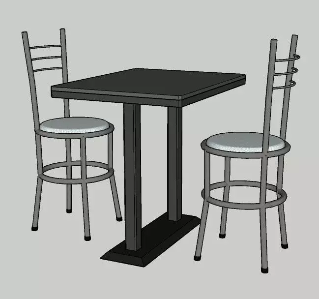 Restaurant Table 2 Chairs Free 3D model