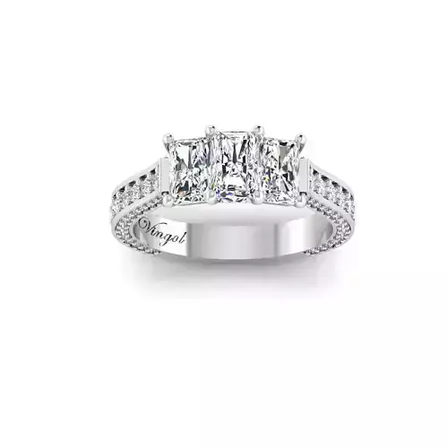 3-stone-trapezoid-diamond-engagement-ring 3D print model