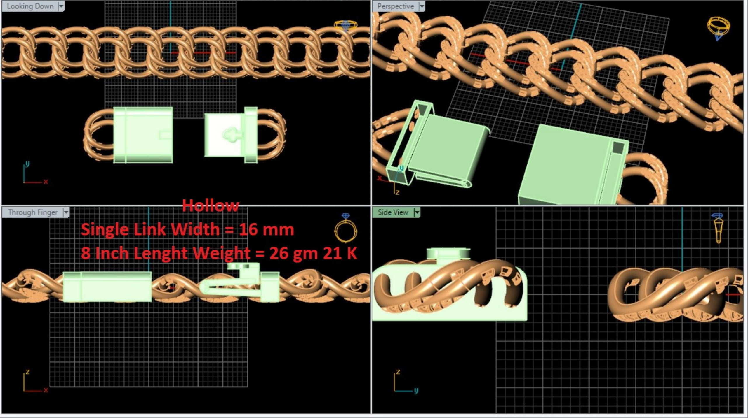 CUBAN LINK CHAIN - 200 PIECES READY FOR PRINT 3D print model_130