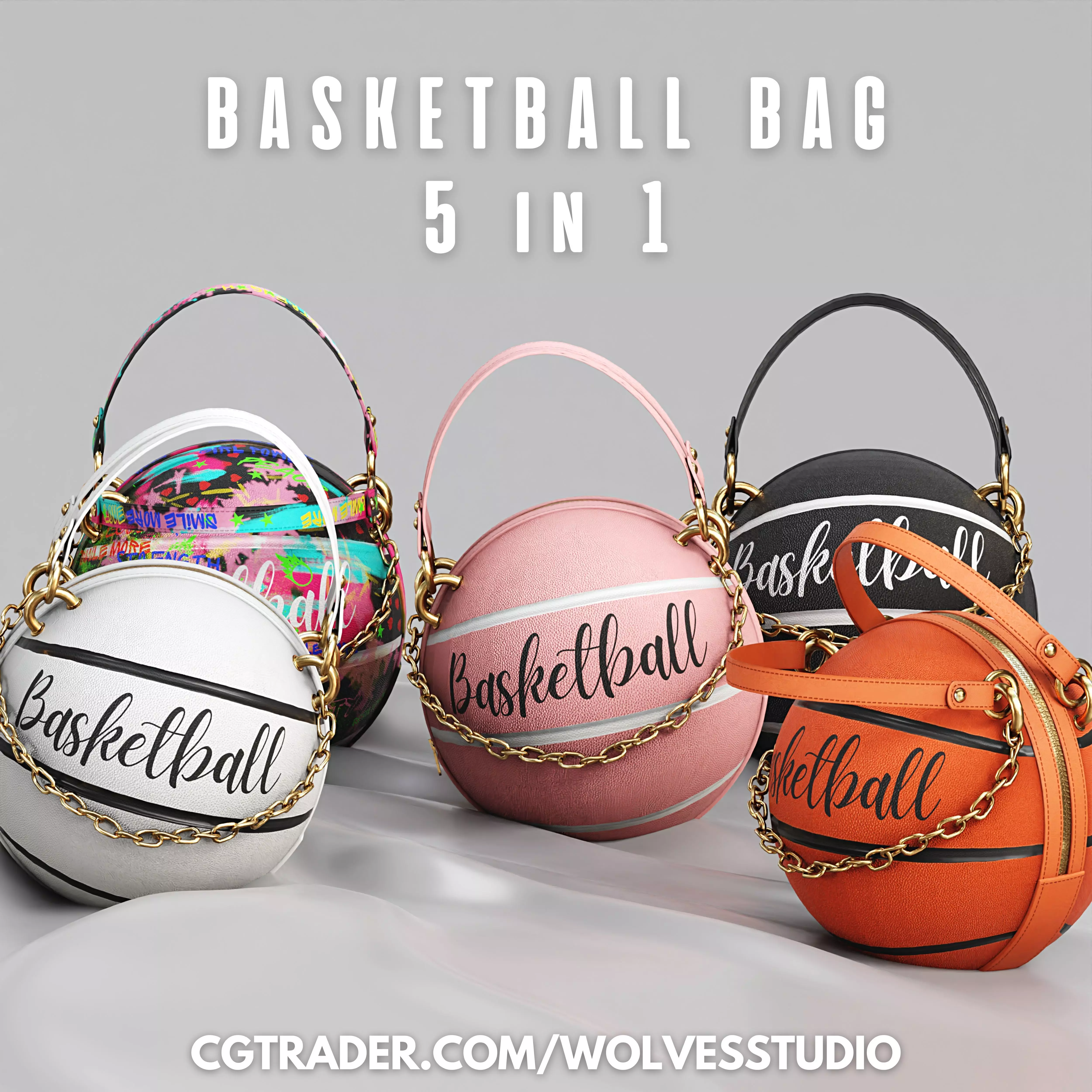 Basketball Bag BUNDLE - Handbag - Womens Bag Low-poly 3D model