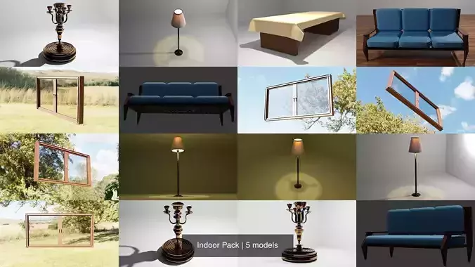 Indoor Room Pack 3D Model Collection
