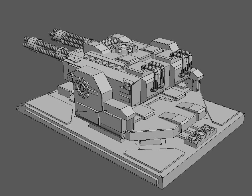 GatlingTurret lego tank Low-poly 3D model_5