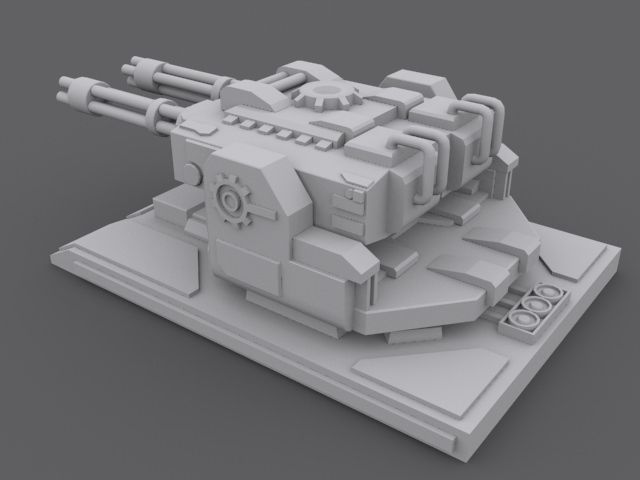 GatlingTurret lego tank Low-poly 3D model_1