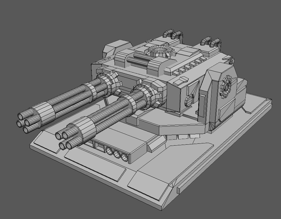 GatlingTurret lego tank Low-poly 3D model_4