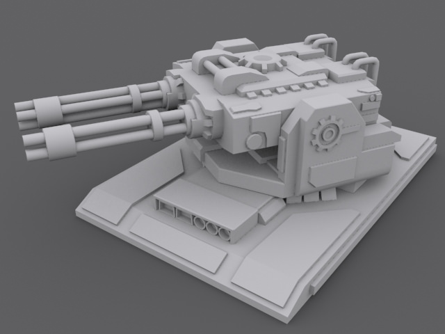 GatlingTurret lego tank Low-poly 3D model_3