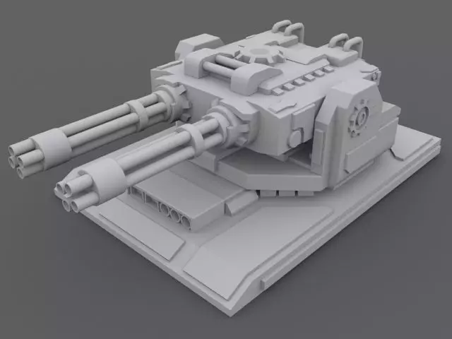 GatlingTurret lego tank Low-poly 3D model_0