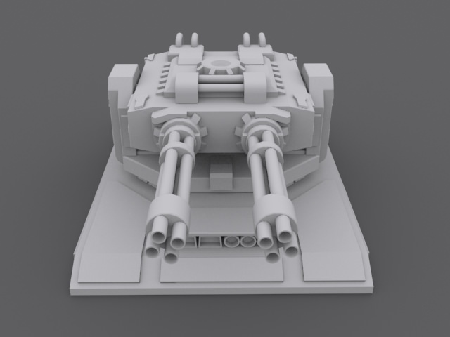 GatlingTurret lego tank Low-poly 3D model_2