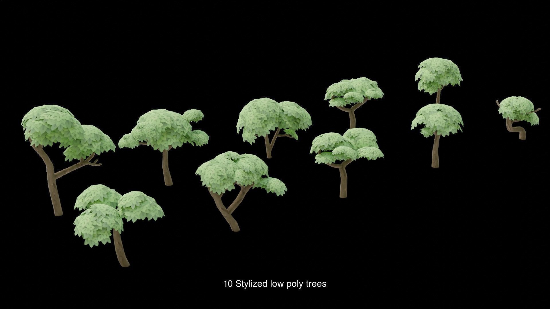 30 Stylized low poly trees 3D Model Collection_3