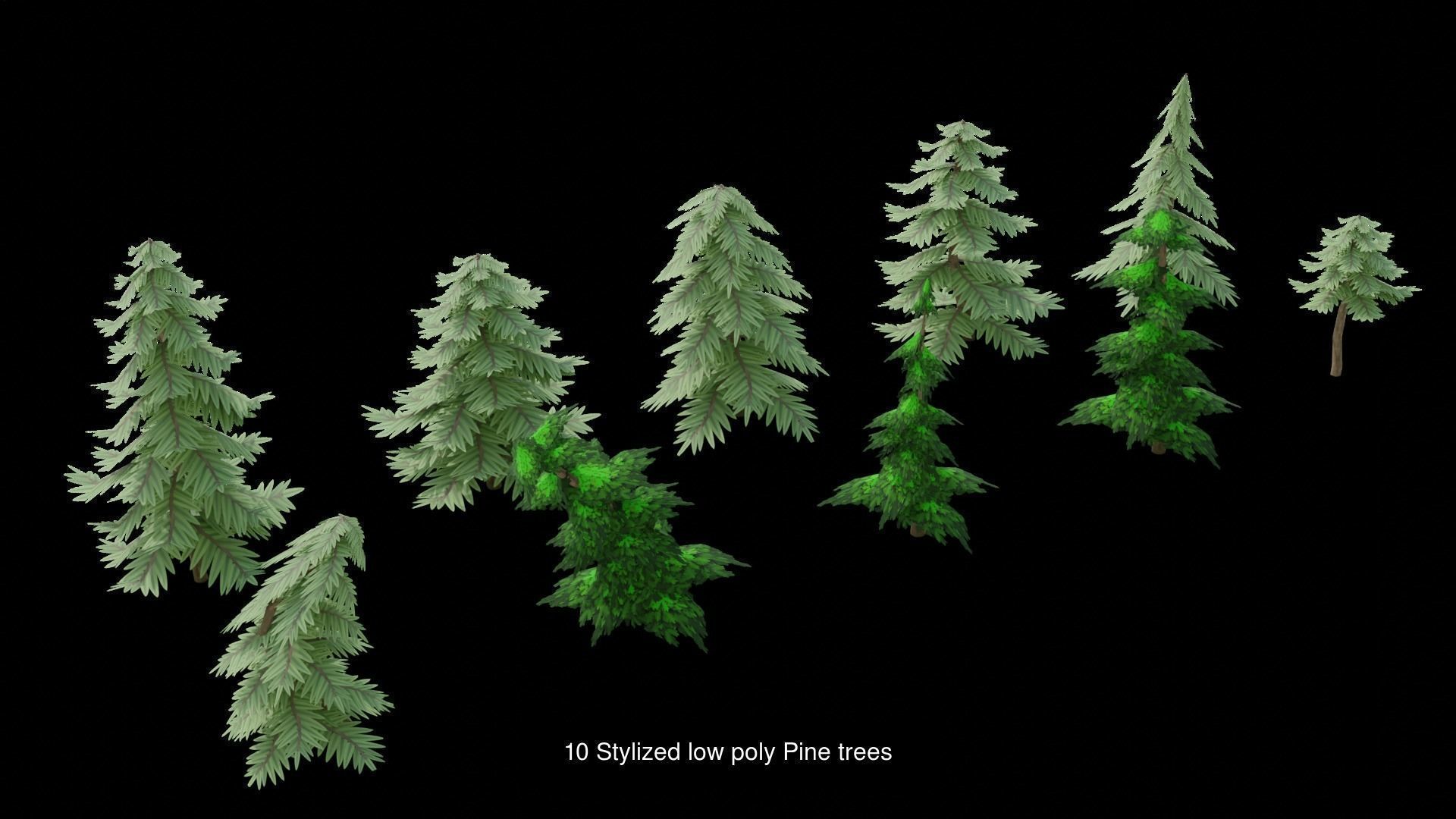 30 Stylized low poly trees 3D Model Collection_2