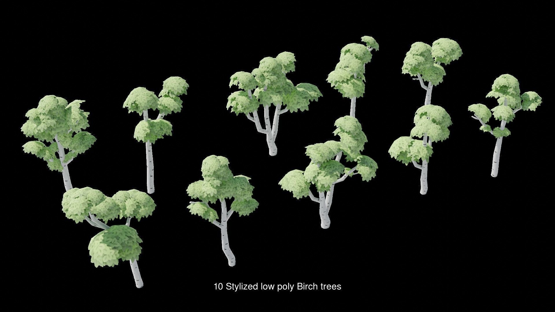 30 Stylized low poly trees 3D Model Collection_1