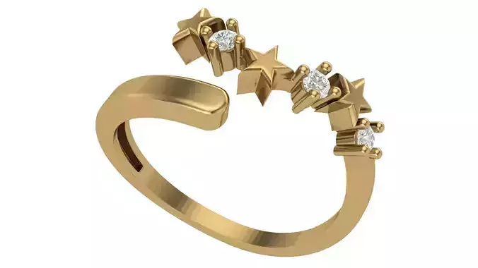 Star Ring with 2 mm Diamonds