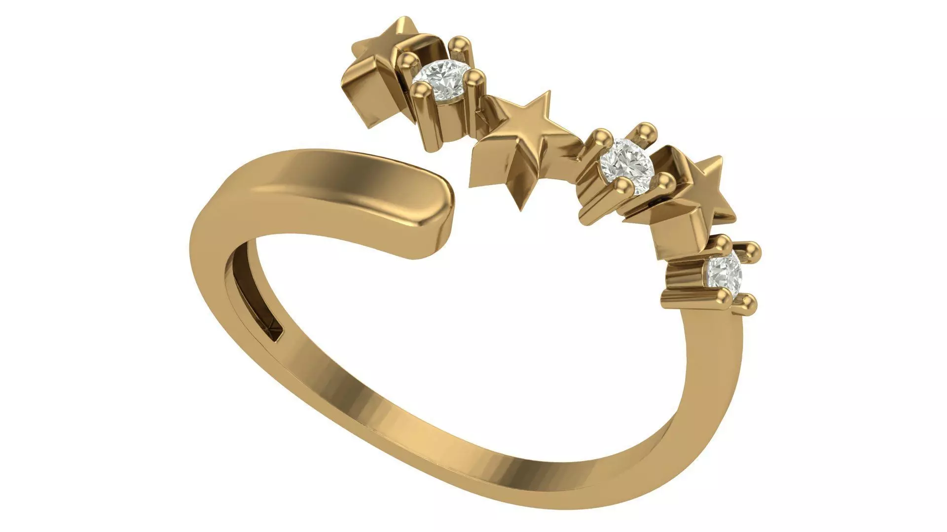 Star Ring with 2 mm Diamonds 3D print model