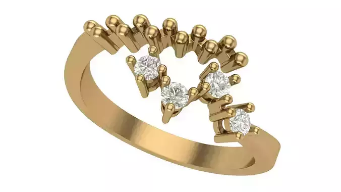 Abstract Setting Diamonds Ring