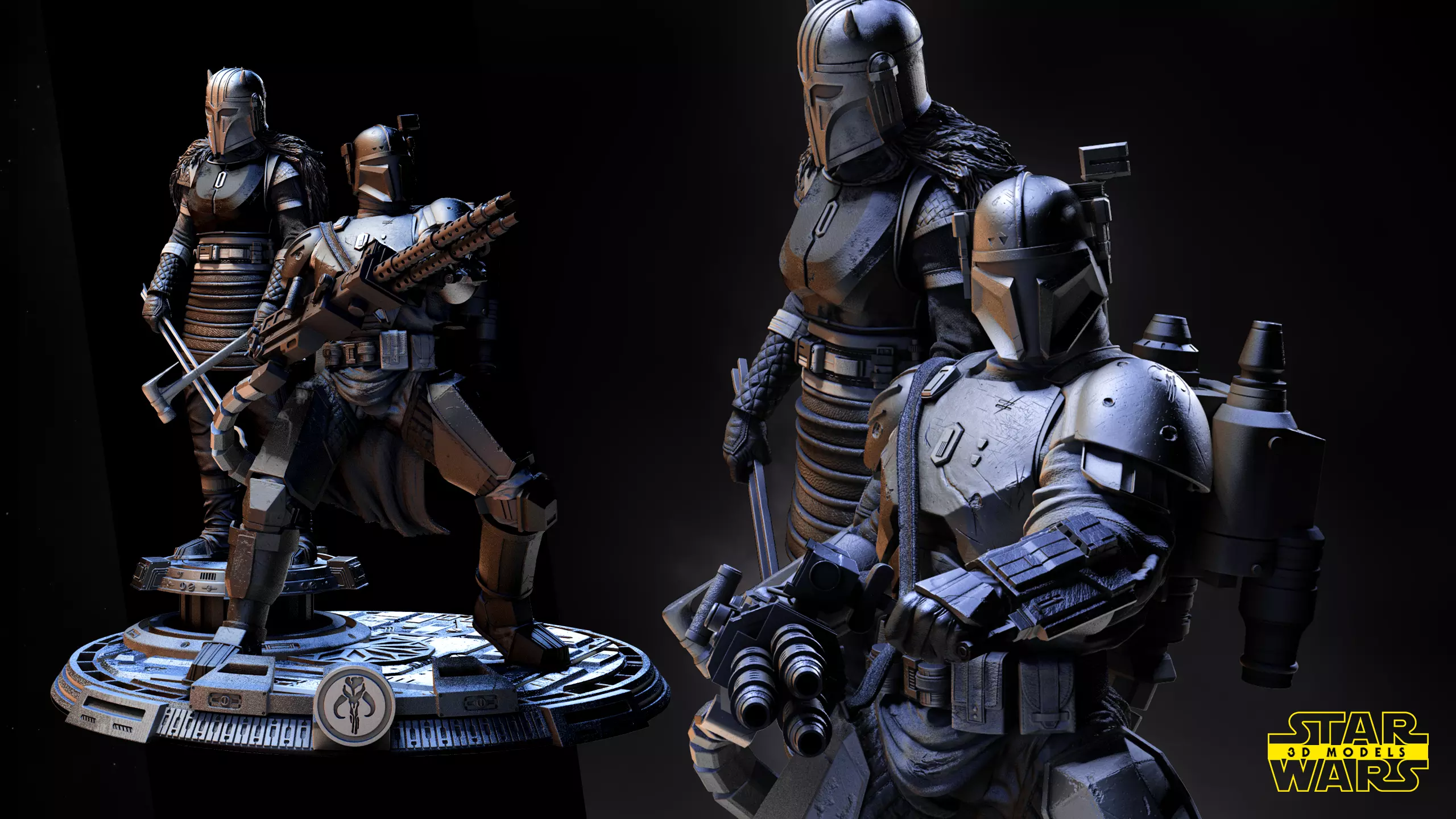 The Armorer and Paz Viszla Diorama Star Wars 3D Models 3D print model_0