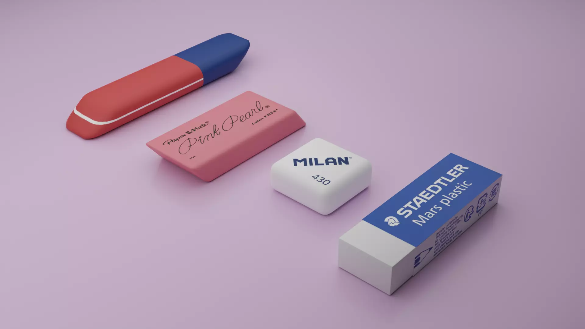 Erasers 3D model Free low-poly 3D model