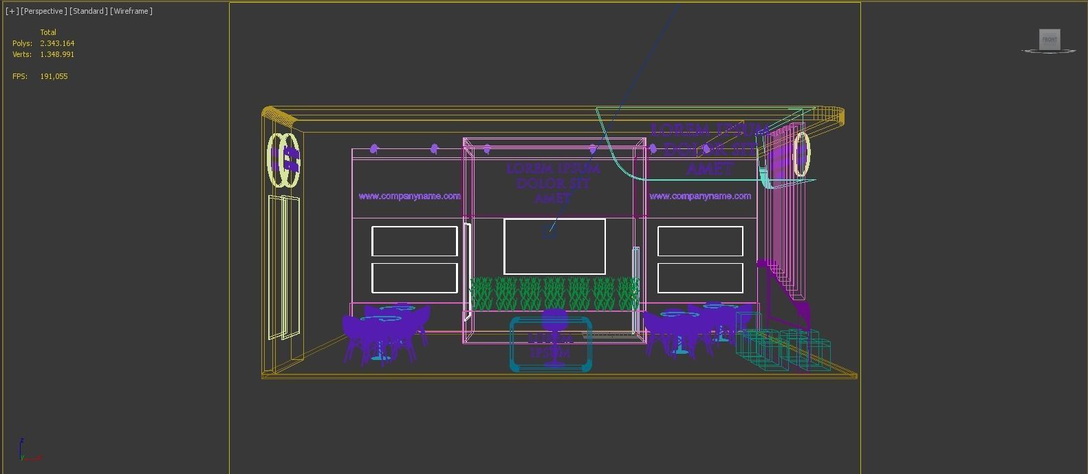 Booth Exhibition Stand Stall 10x6m Height 400 cm 3 Side Open 3D model_8