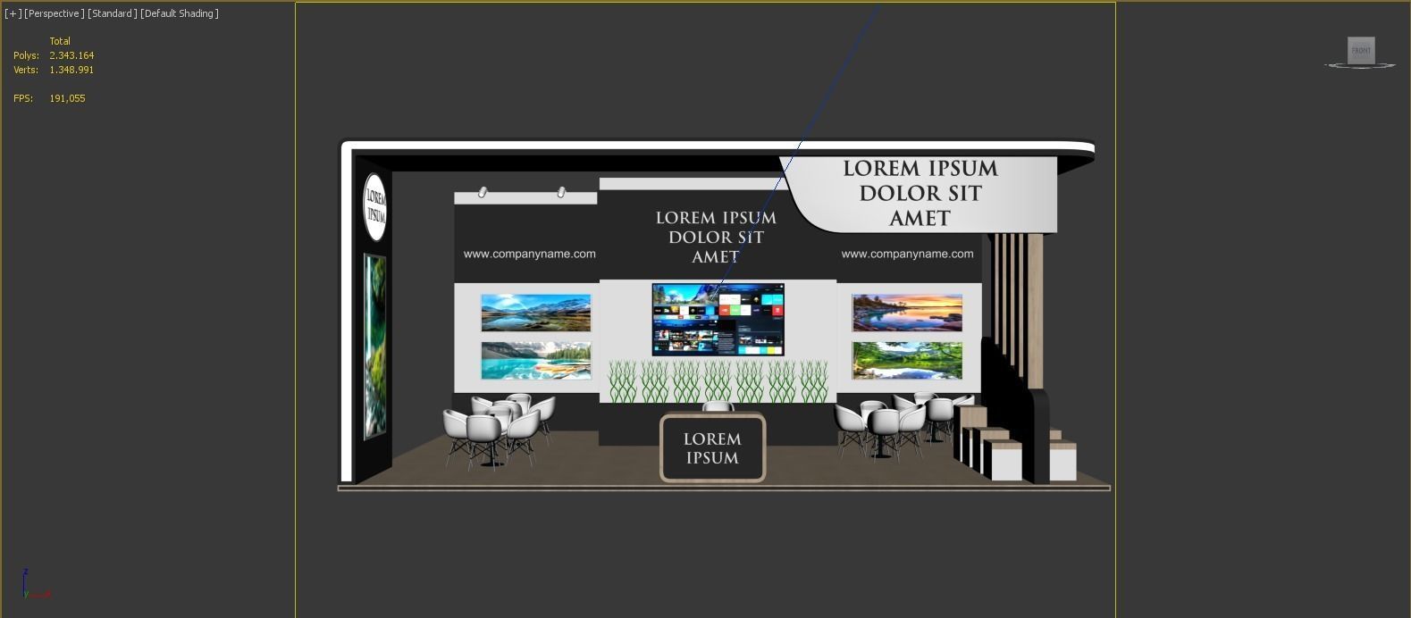 Booth Exhibition Stand Stall 10x6m Height 400 cm 3 Side Open 3D model_9