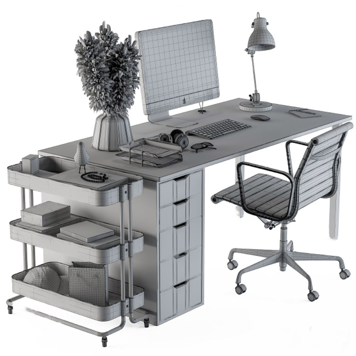 Office Set 01 3D model_3