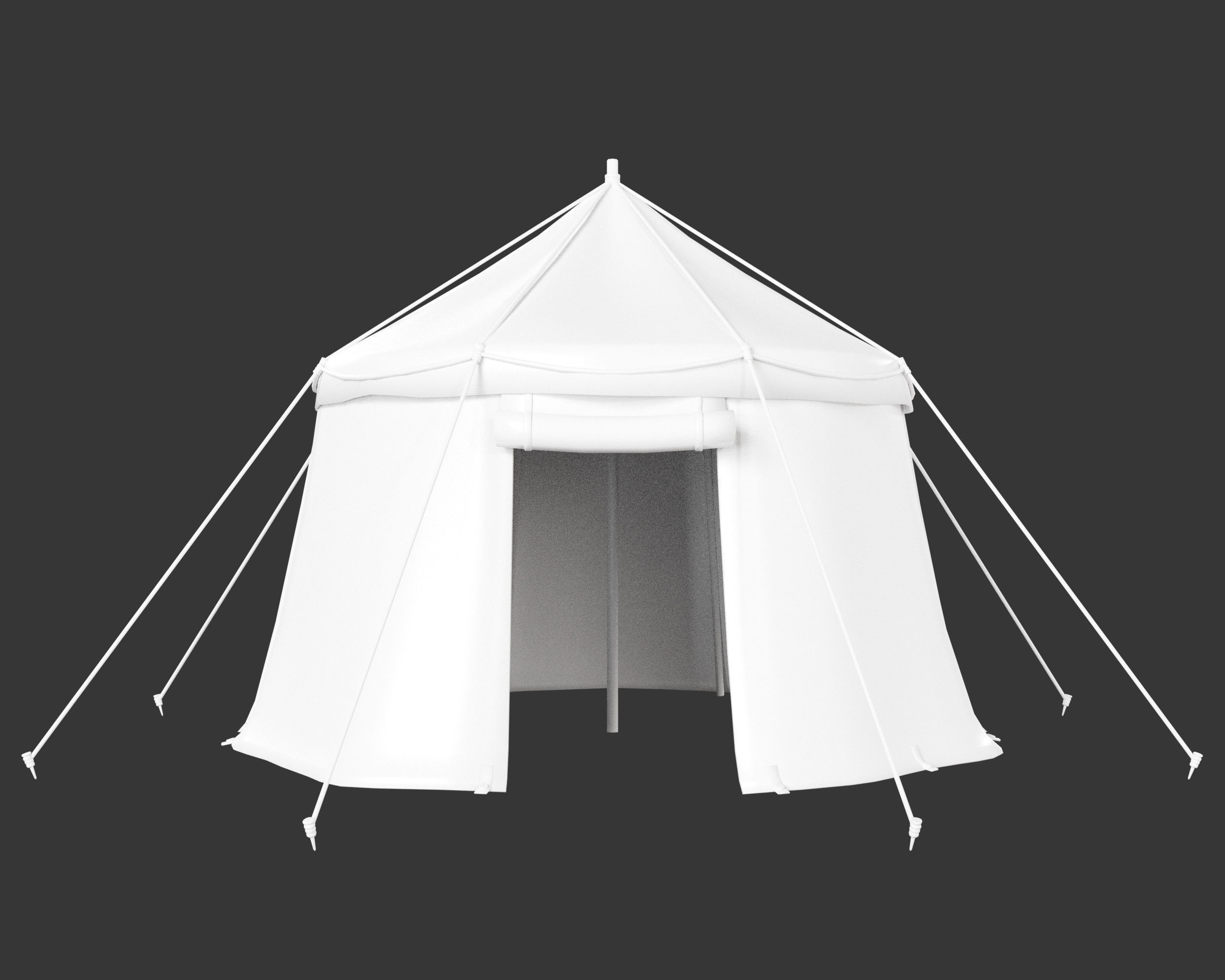 Medieval Common Camp Tent Large Low-poly 3D model_4