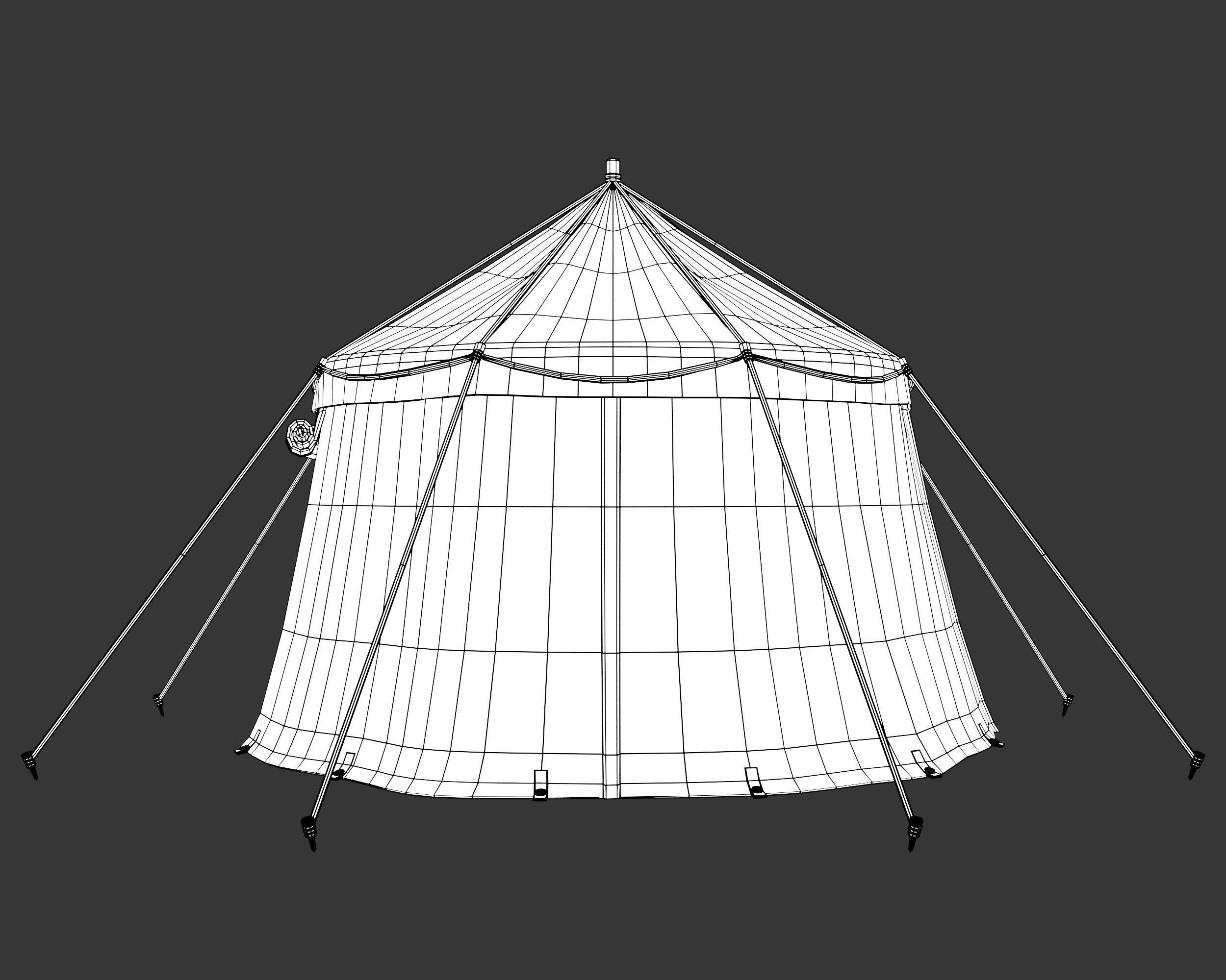Medieval Common Camp Tent Large Low-poly 3D model_14