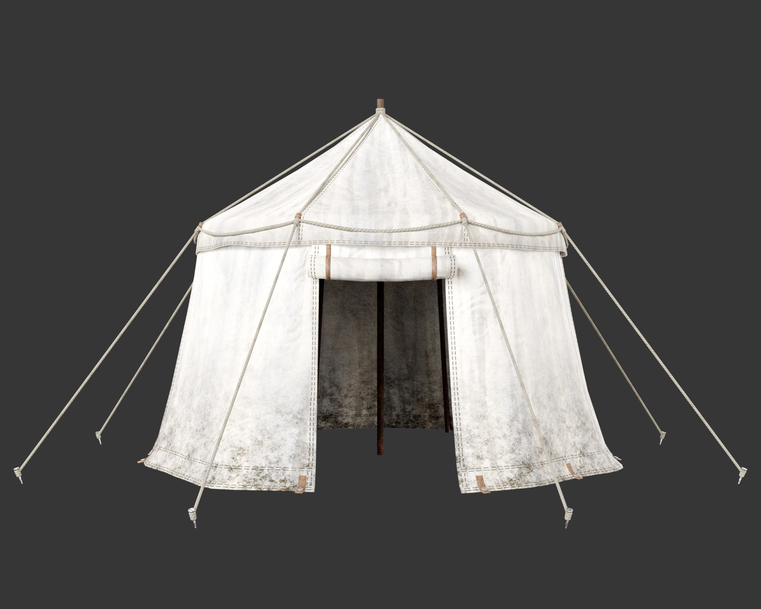Medieval Common Camp Tent Large Low-poly 3D model_3