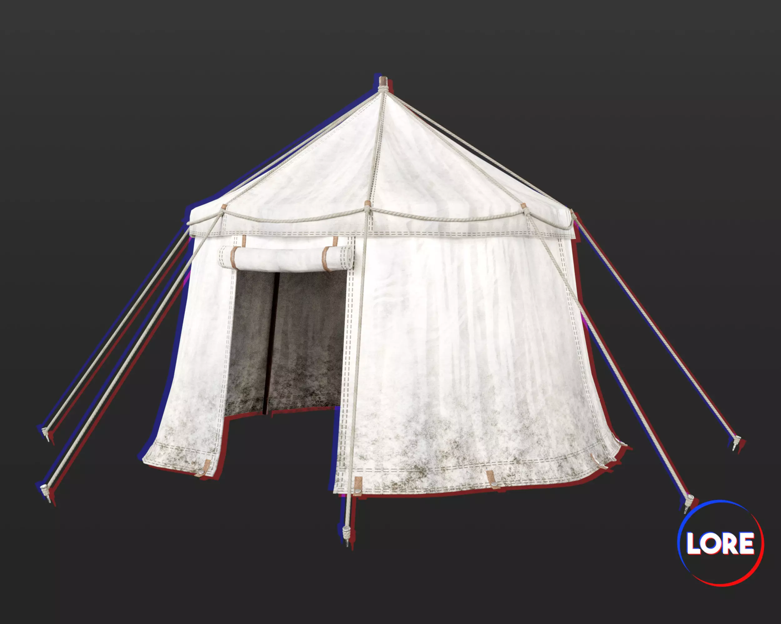 Medieval Common Camp Tent Large Low-poly 3D model_0