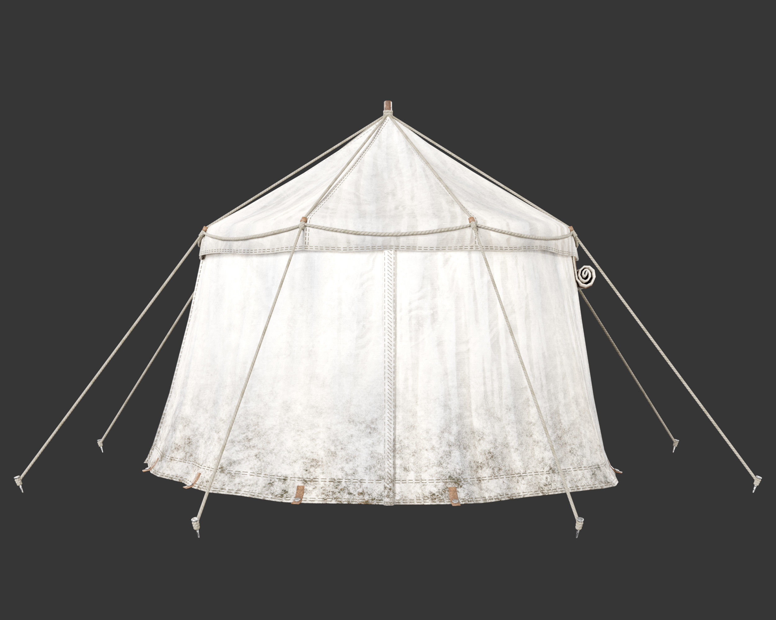 Medieval Common Camp Tent Large Low-poly 3D model_6