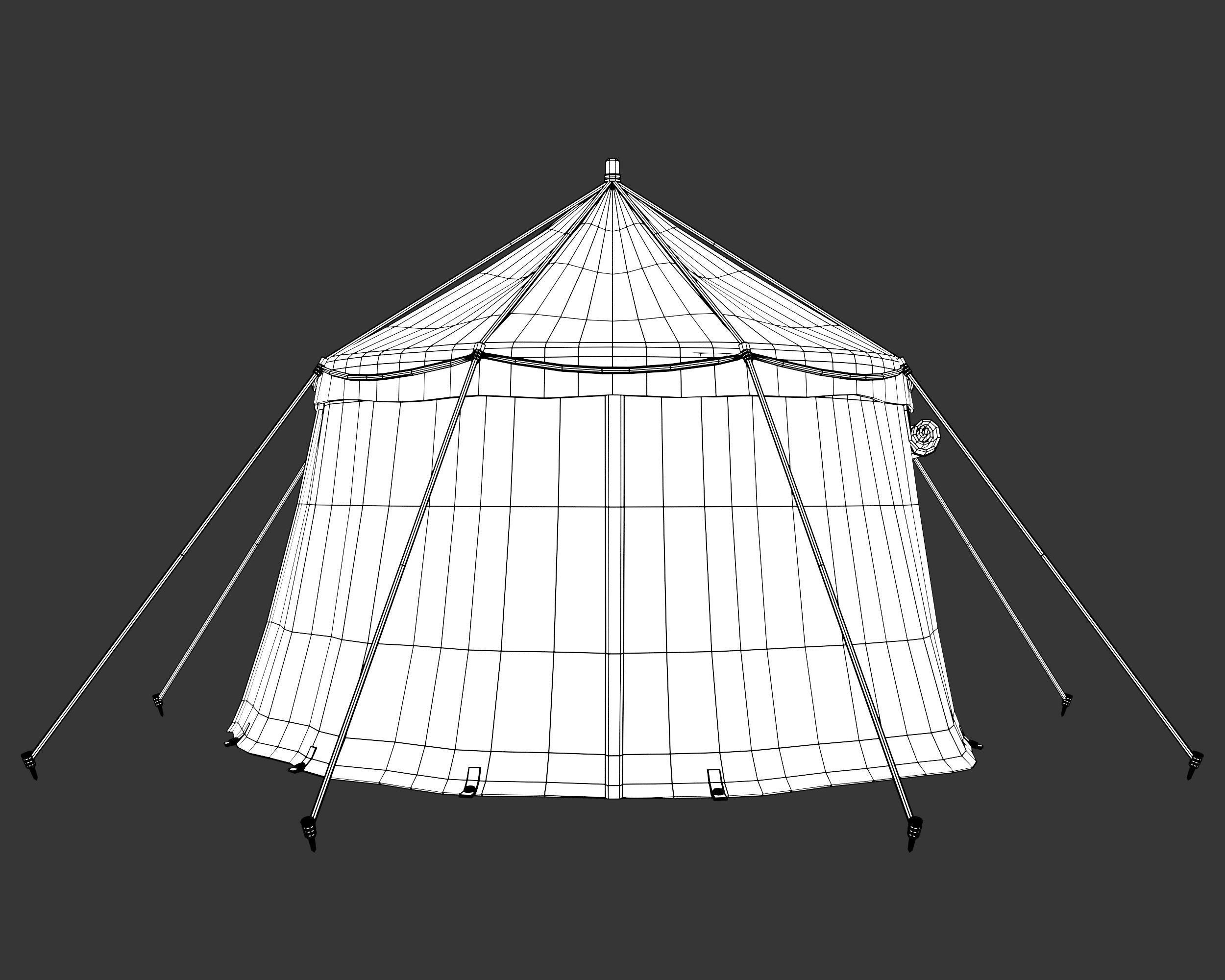 Medieval Common Camp Tent Large Low-poly 3D model_8