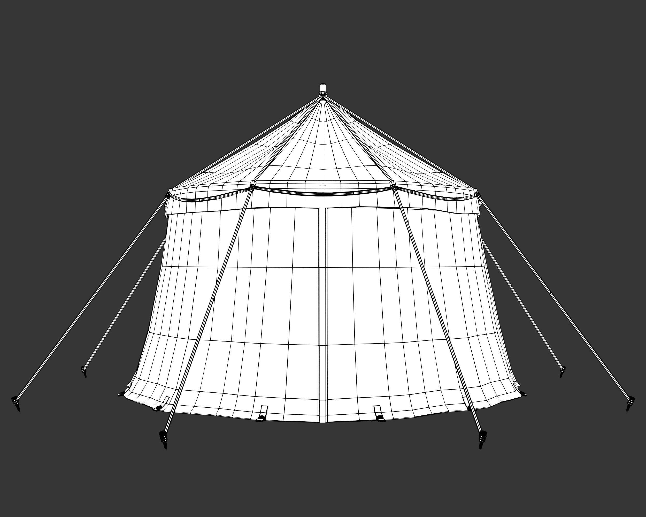 Medieval Common Camp Tent Large Low-poly 3D model_11