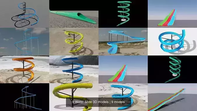 9 Water Slide 3D models 3D Model Collection