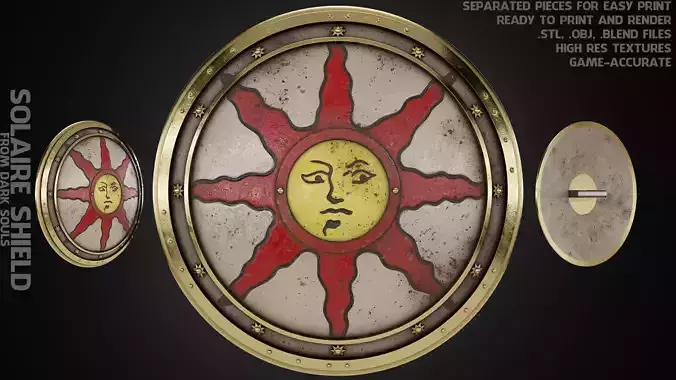 Dark Souls Solaire of Astora Sunlight Shield for Cosplay 3D print model