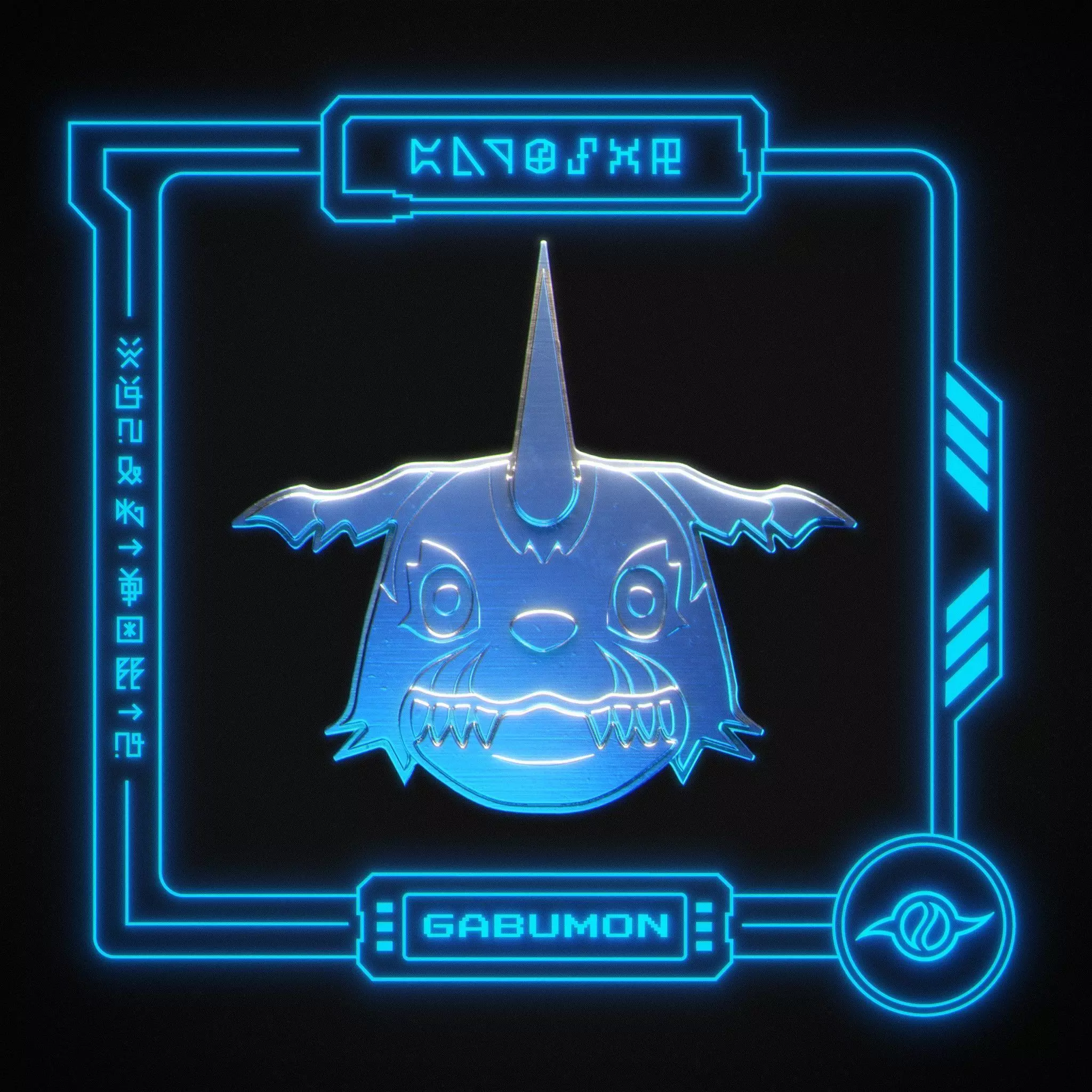 Gabumon Badge Keychain 3D print model_0