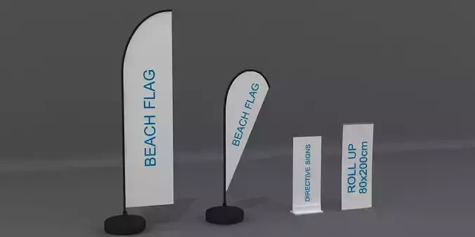 Beach Flag Roll up Signboard Set