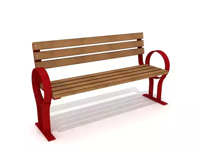 Outdoor Wood and Metal Bench 001