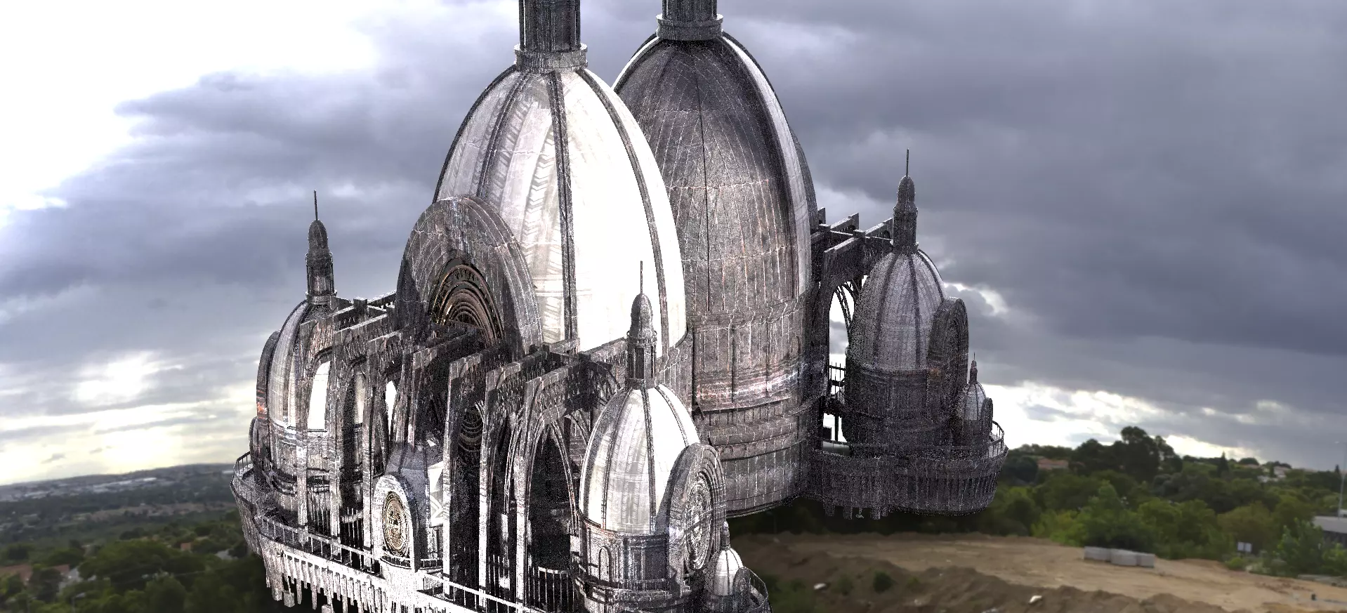 Steam punk cathedral Dragon Halls 3D model