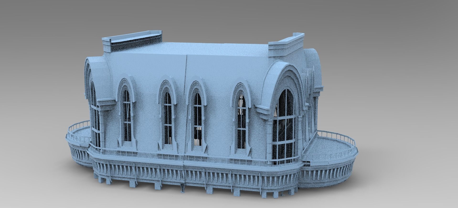 Steam punk Stone Dragon lineage cathedral walkway  3D model_1