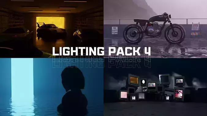 Lighting Scene Pack 4 3D Blend File Textured FBX OBJ MTL Files 3D model