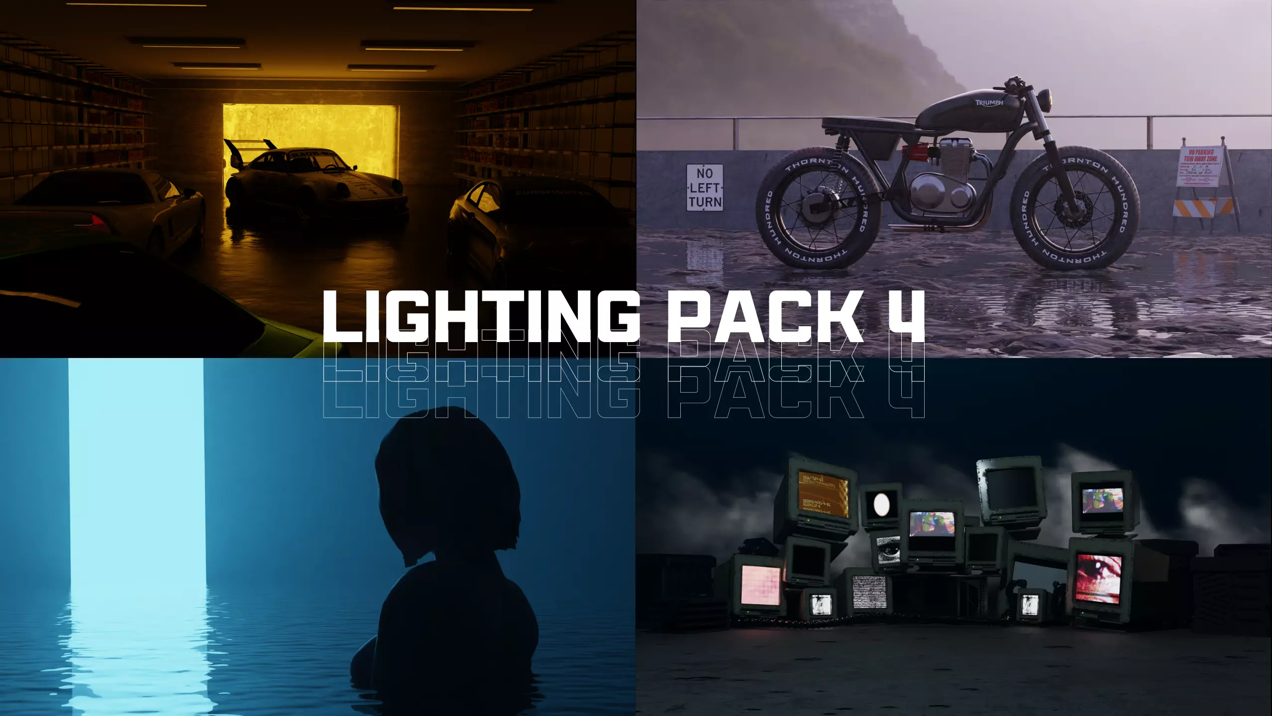 Lighting Scene Pack 4 3D Blend File Textured FBX OBJ MTL Files 3D model_0