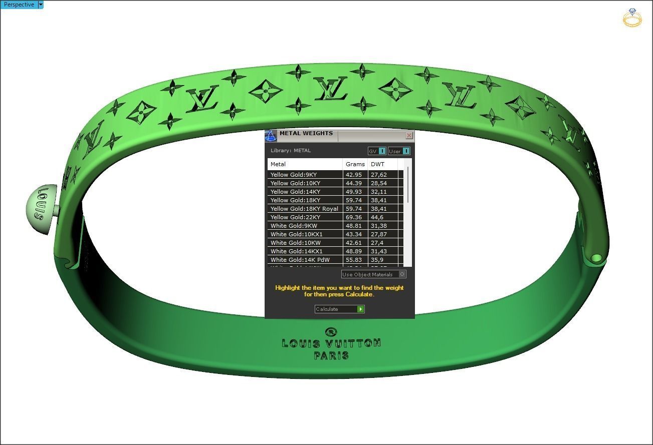 LV Bracelet 3D print model_7