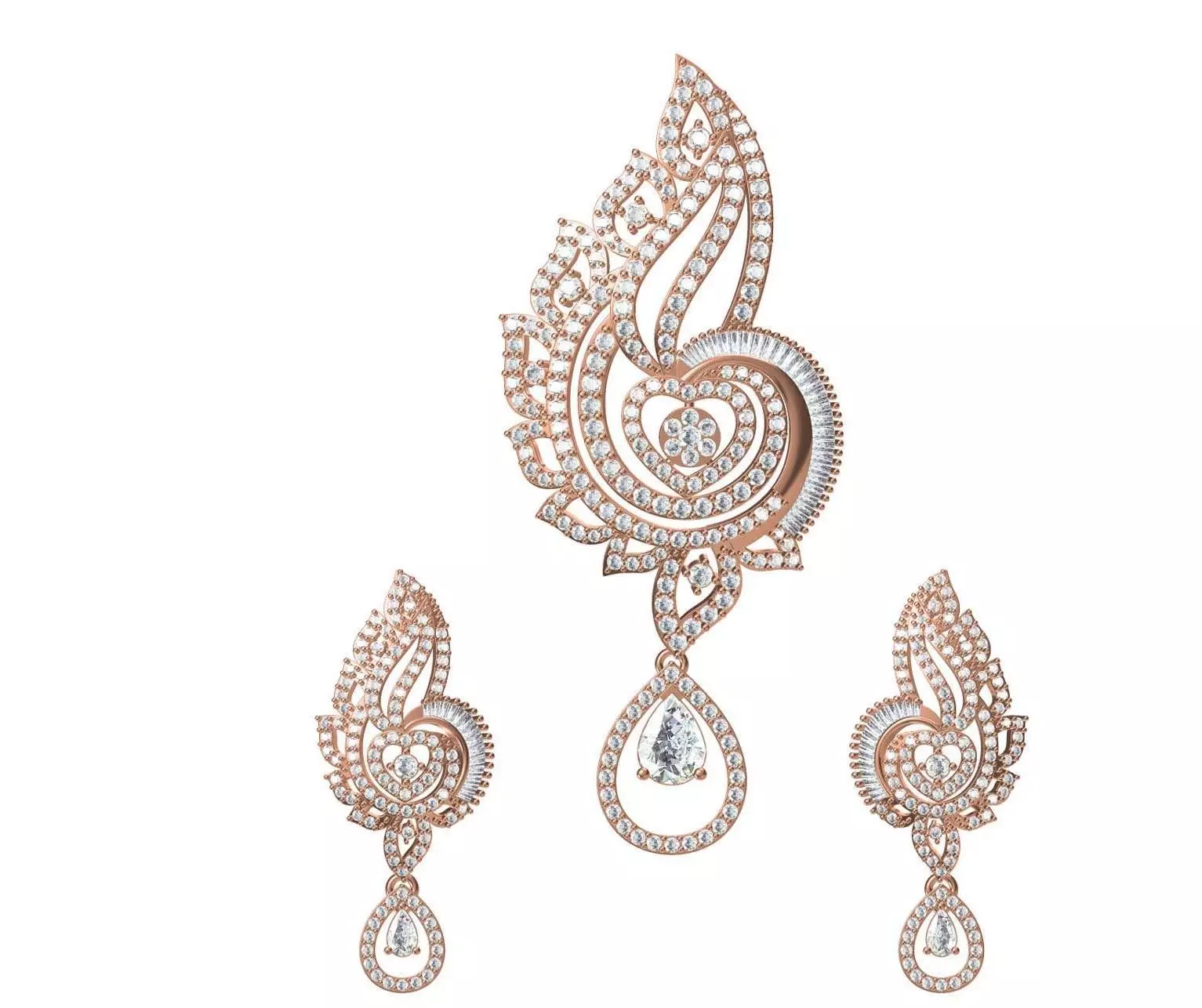 Women Earrings Pendant Set STL JCD Details 3D print model