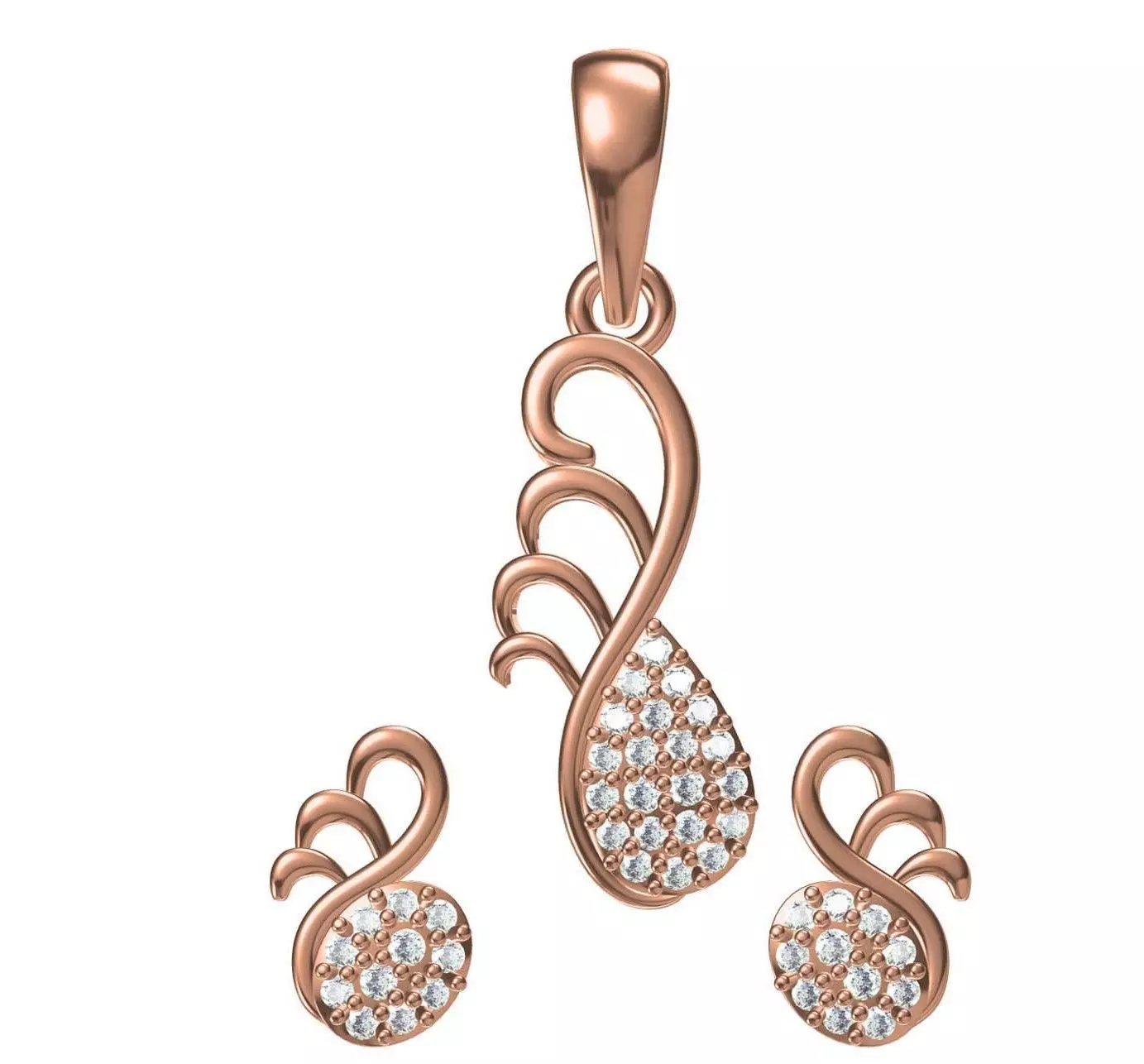 Women Earrings Pendant Set STL JCD Details 3D print model