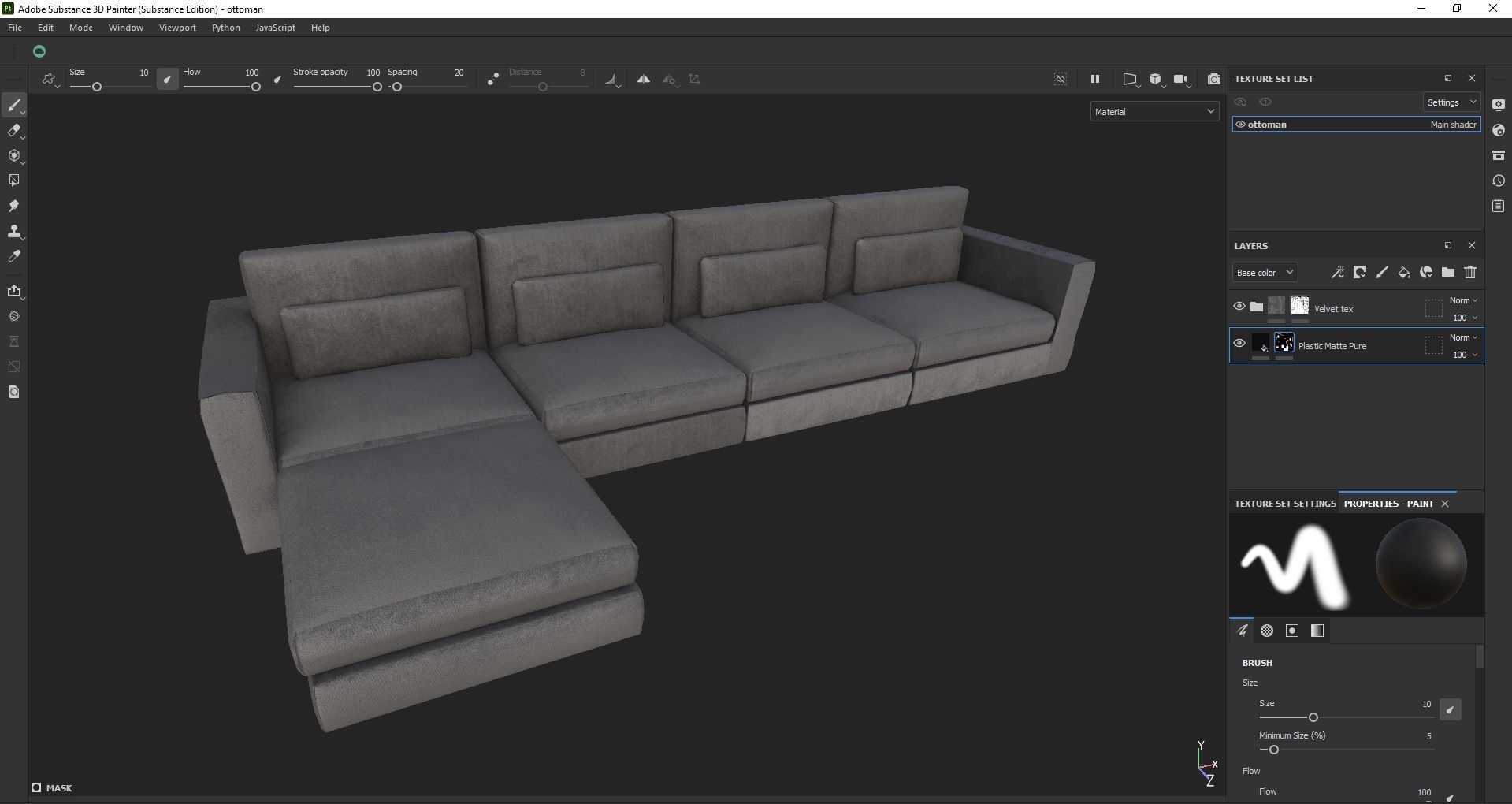 modular sofa - sectional sofa - ottoman sofa - chaise lounge Low-poly 3D model_8