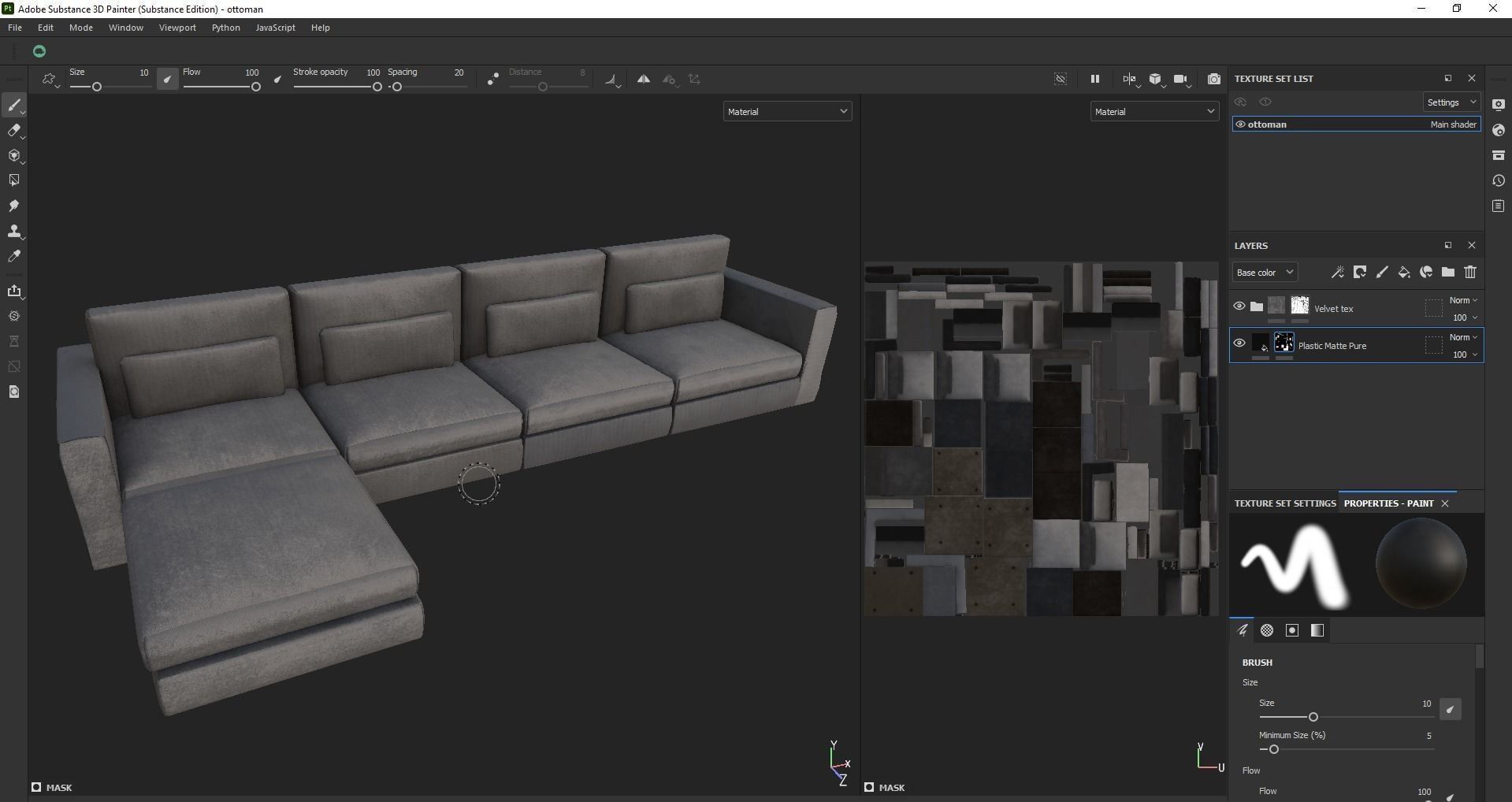 modular sofa - sectional sofa - ottoman sofa - chaise lounge Low-poly 3D model_7