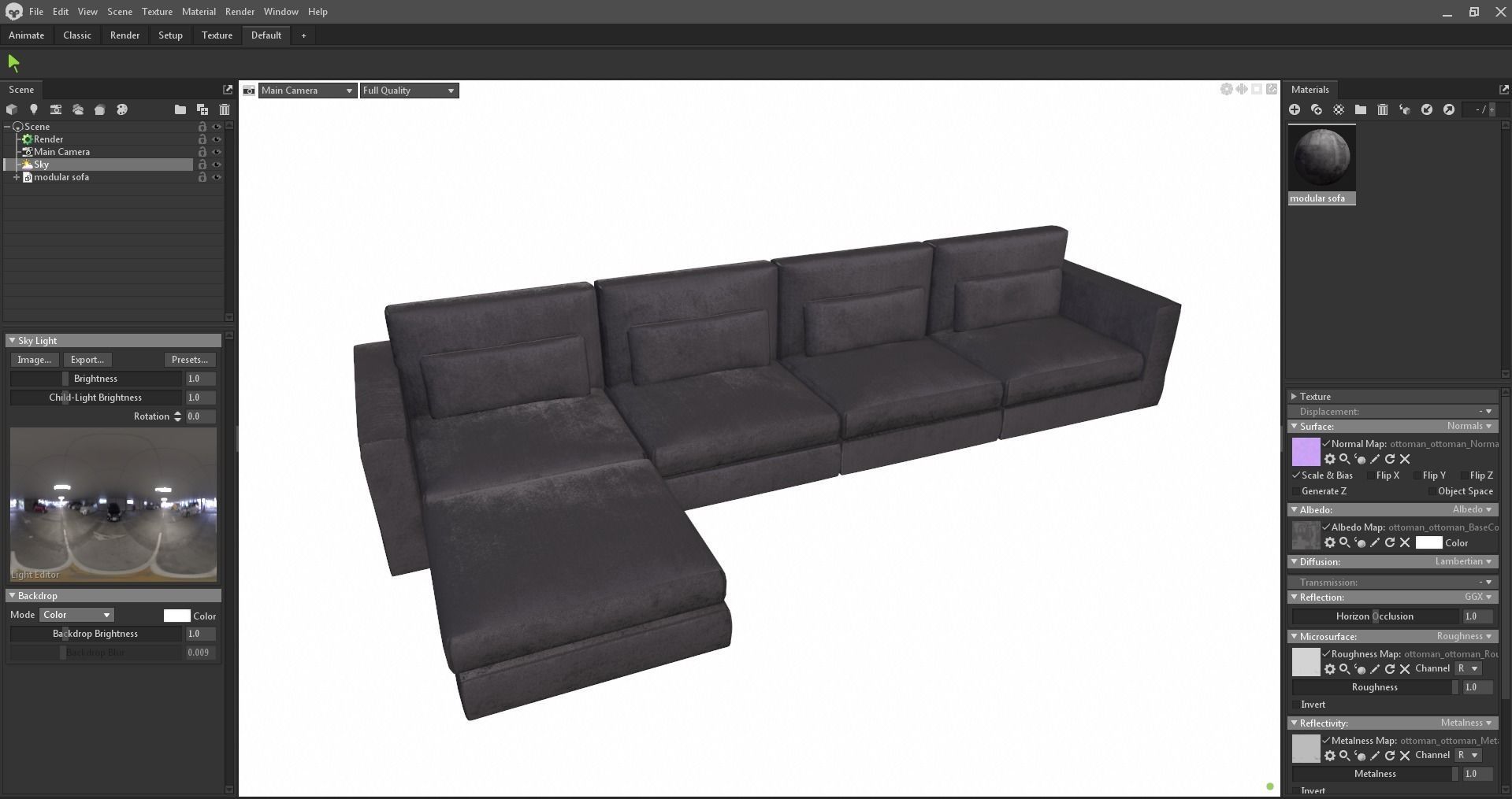 modular sofa - sectional sofa - ottoman sofa - chaise lounge Low-poly 3D model_12
